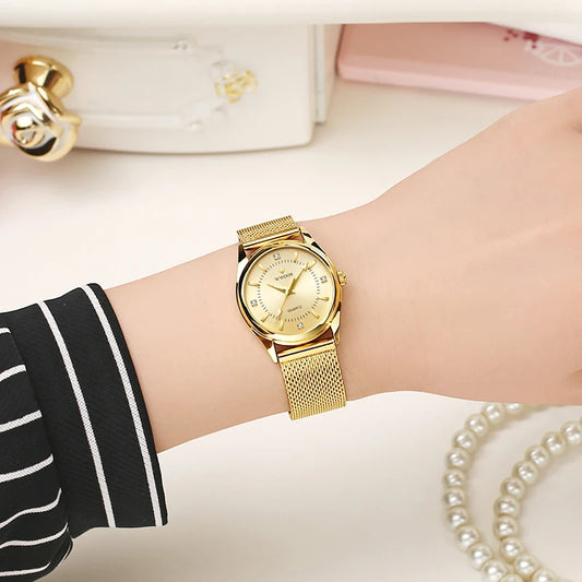 Gold Watch Ladies Elegant Diamond