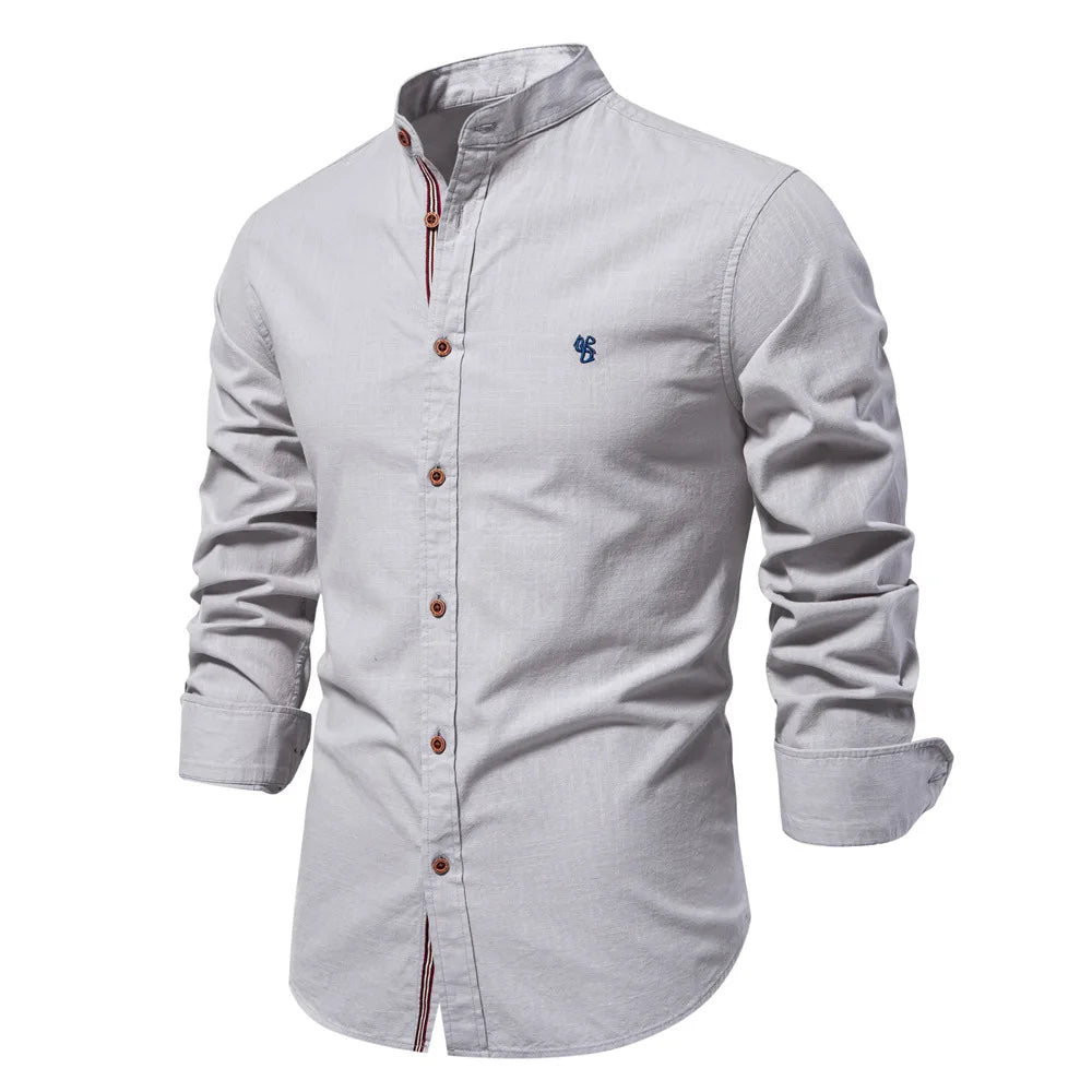 New Linen Shirt Men Solid 100% Cotton
