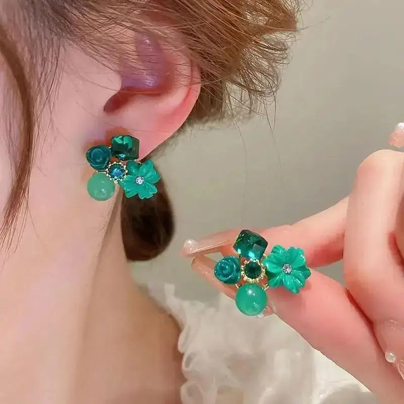 Korean Vintage Pearl Crystal Earrings For Women