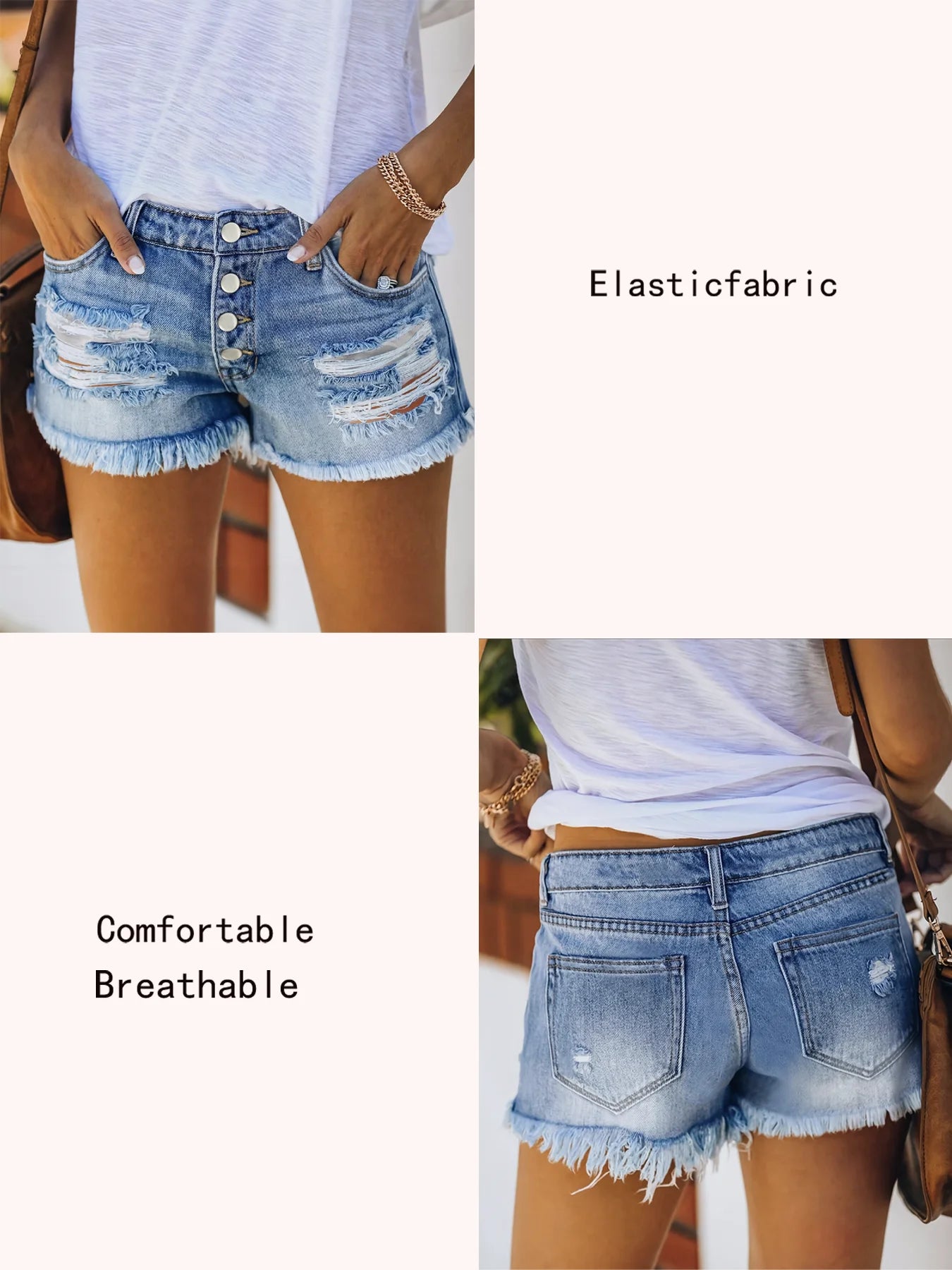 Shorts Button Front Faded Elegant