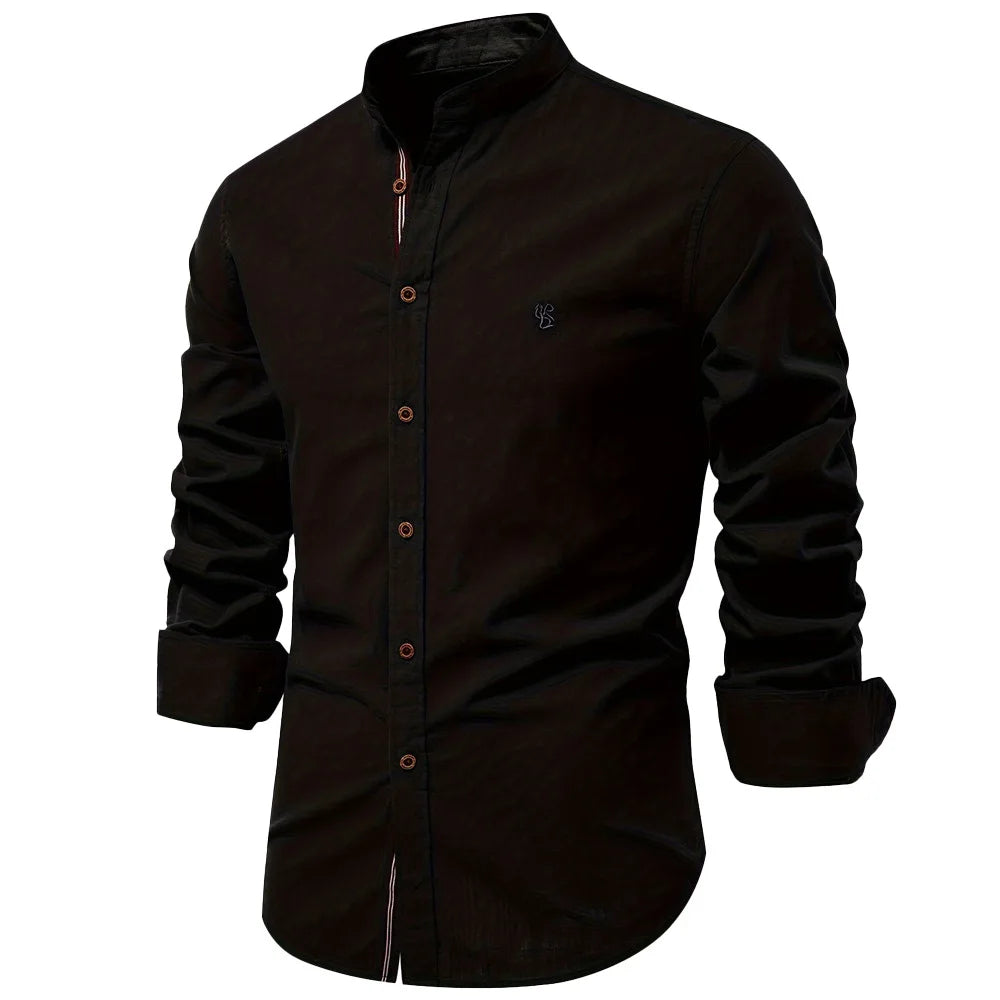New Linen Shirt Men Solid 100% Cotton