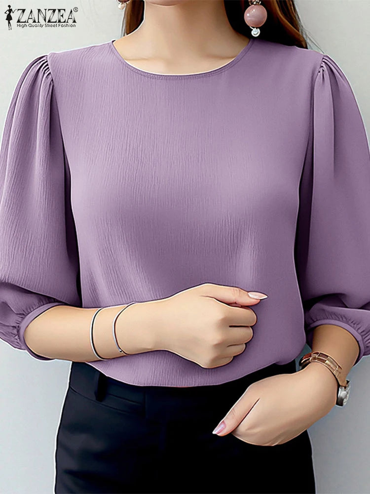 Blouses ZANZEA Elegant Women Puff Sleeve