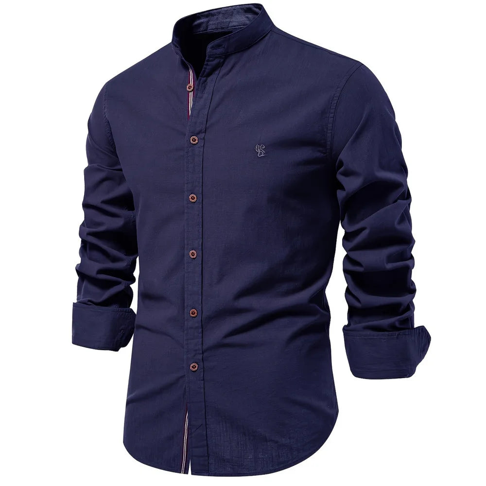 New Linen Shirt Men Solid 100% Cotton