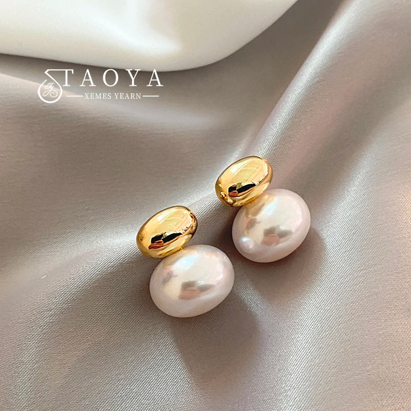 2025 New French Elegant Gold Color Bean Spliced Flat