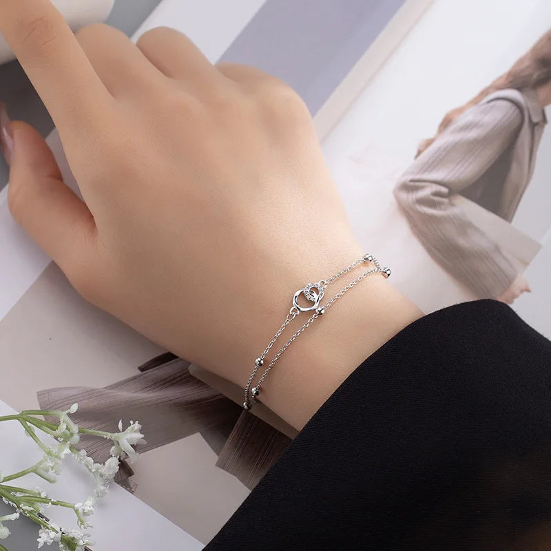 VENTFILLE 925 Sterling Silver Double Love Heart