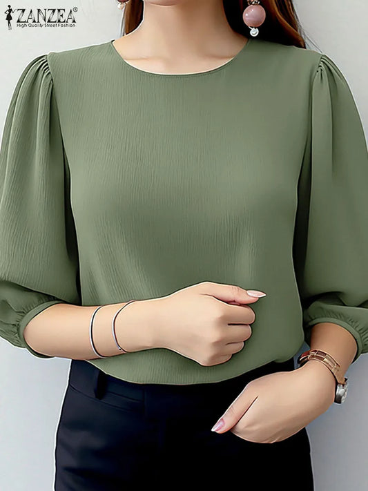 Blouses ZANZEA Elegant Women Puff Sleeve