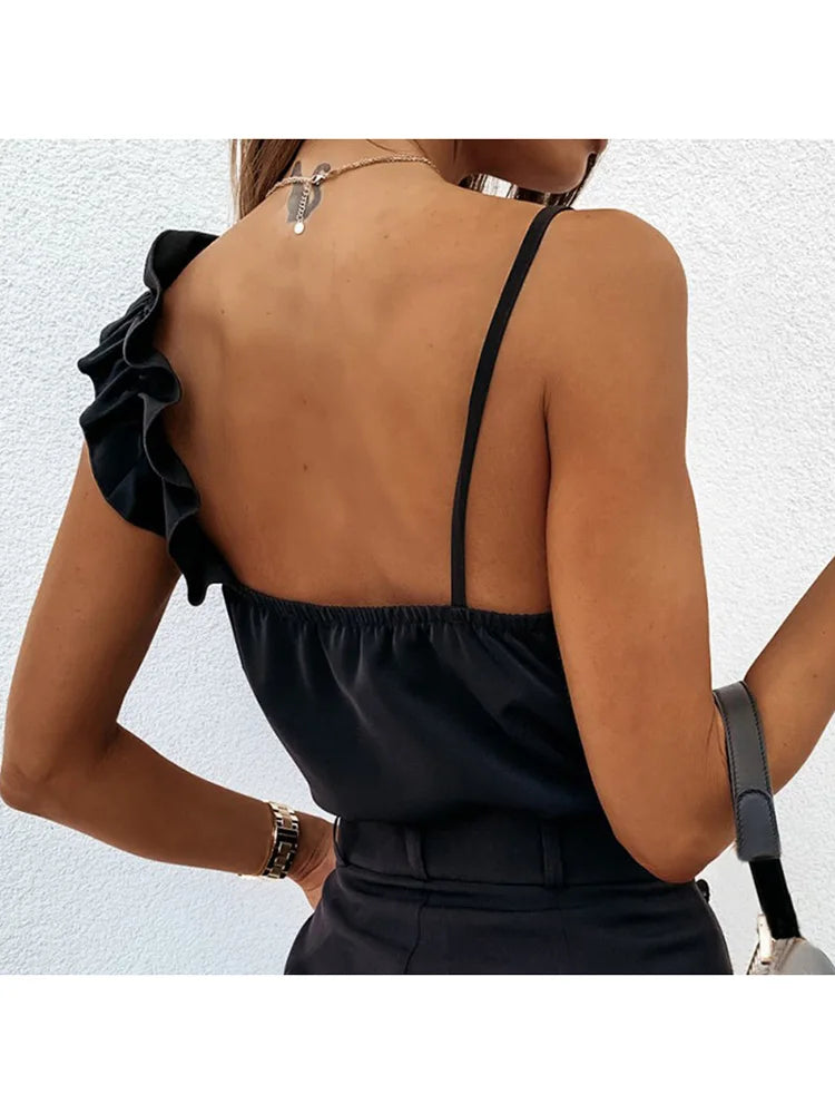 Blouse Shirts Sexy V Neck Ruffle