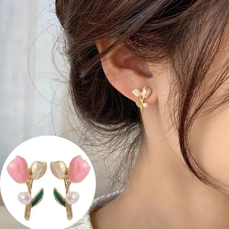 Korean Vintage Pearl Crystal Earrings For Women