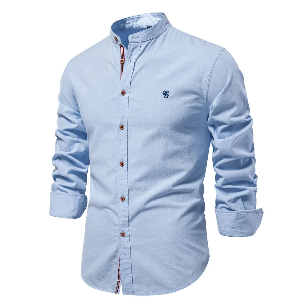 New Linen Shirt Men Solid 100% Cotton