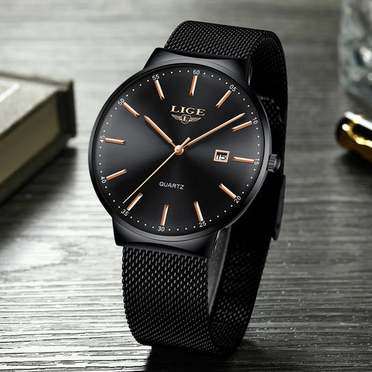 LIGE Mens Watches Fashion Ultra Thin