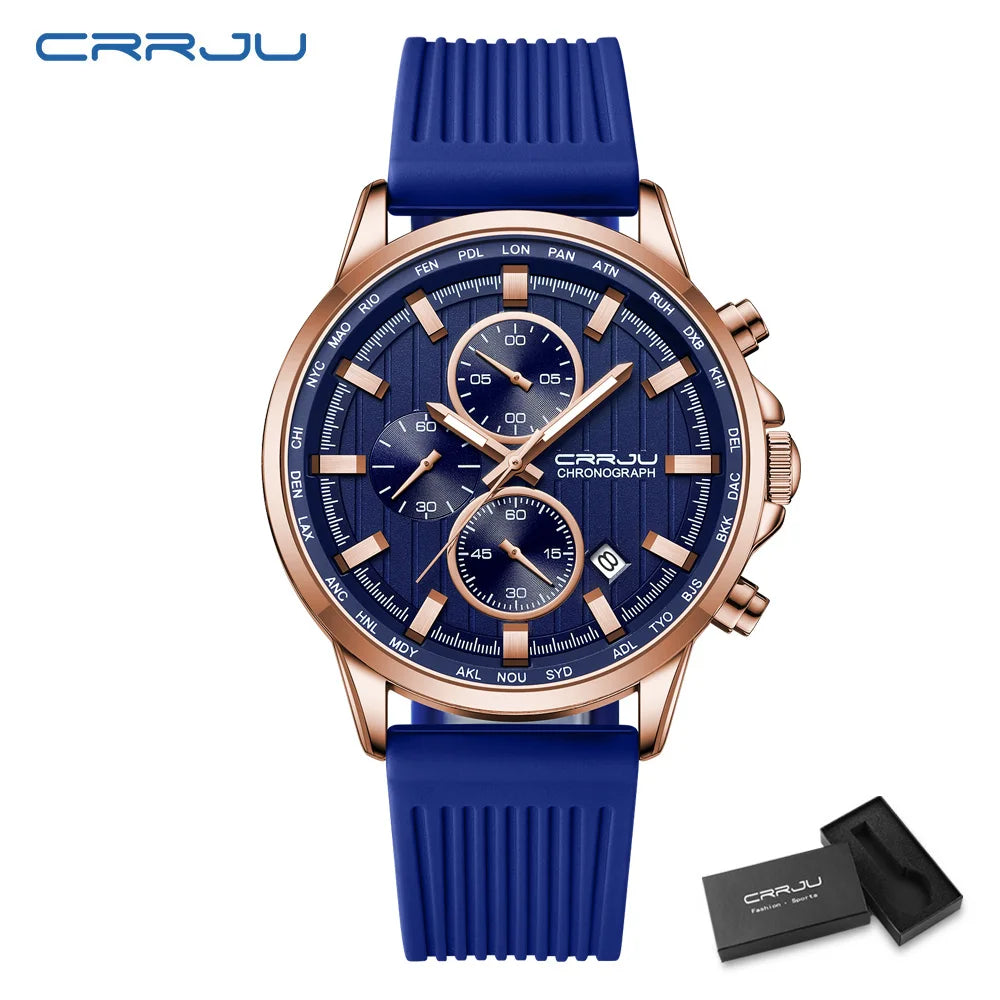 CRRJU Men Watch Silicone Strap