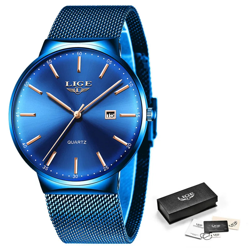 LIGE Mens Watches Fashion Ultra Thin