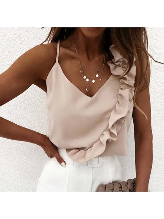 Blouse Shirts Sexy V Neck Ruffle