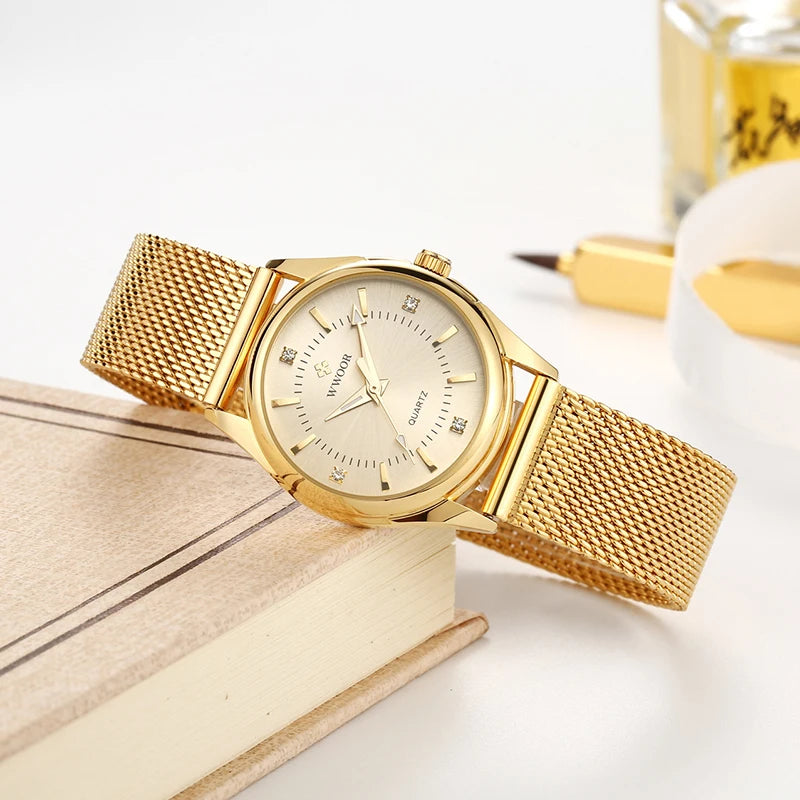 Gold Watch Ladies Elegant Diamond