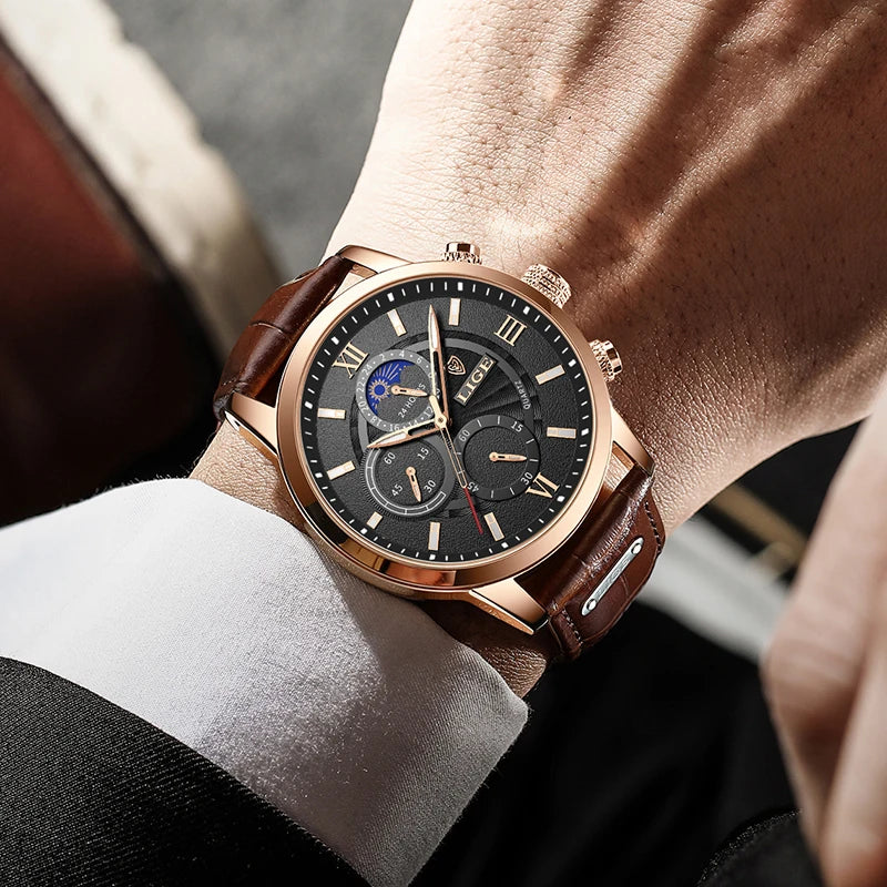 New Mens Watches LIGE Top Brand Luxury