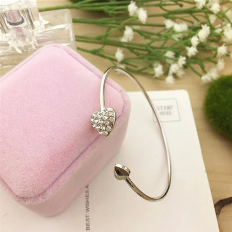 Woozu 2019 New Fashion Adjustable Crystal Double Heart