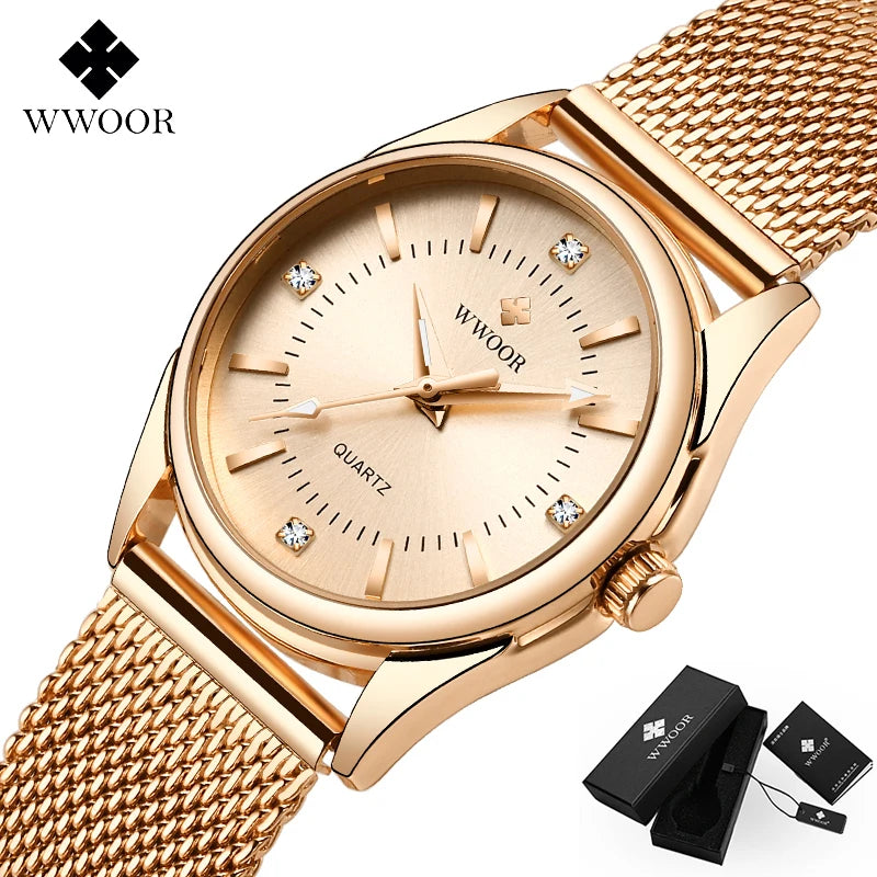 Gold Watch Ladies Elegant Diamond