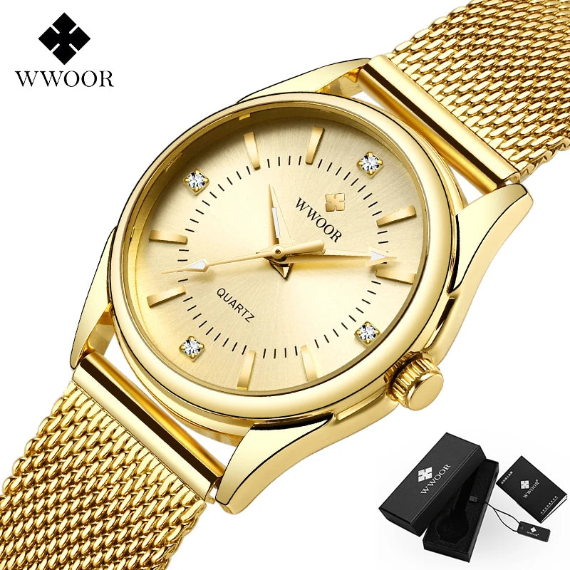 Gold Watch Ladies Elegant Diamond