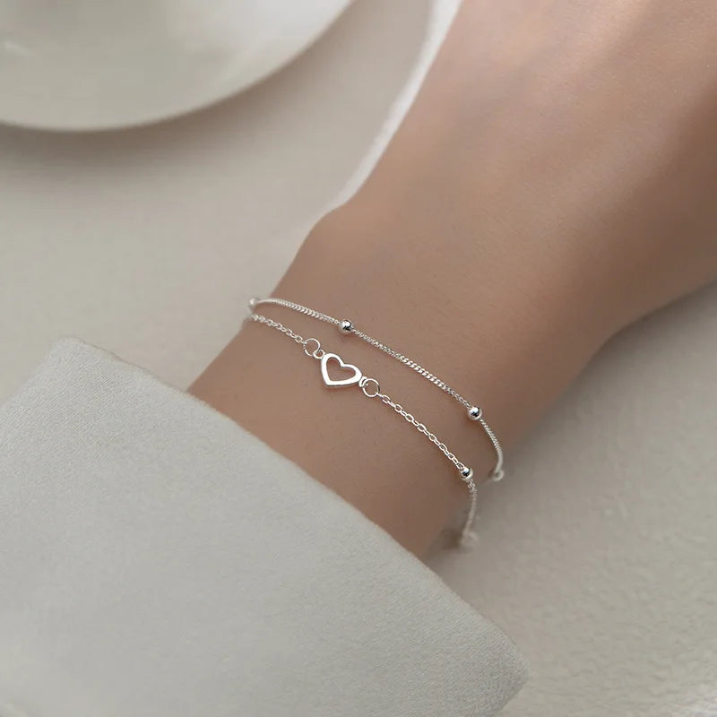 VENTFILLE 925 Sterling Silver Double Love Heart