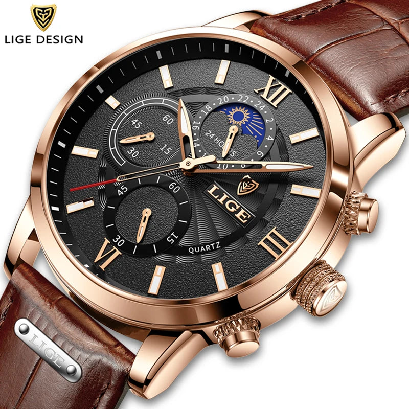 New Mens Watches LIGE Top Brand Luxury
