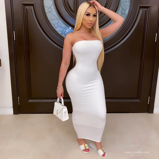 Dress Sexy Sleeveless chest wrapped Long