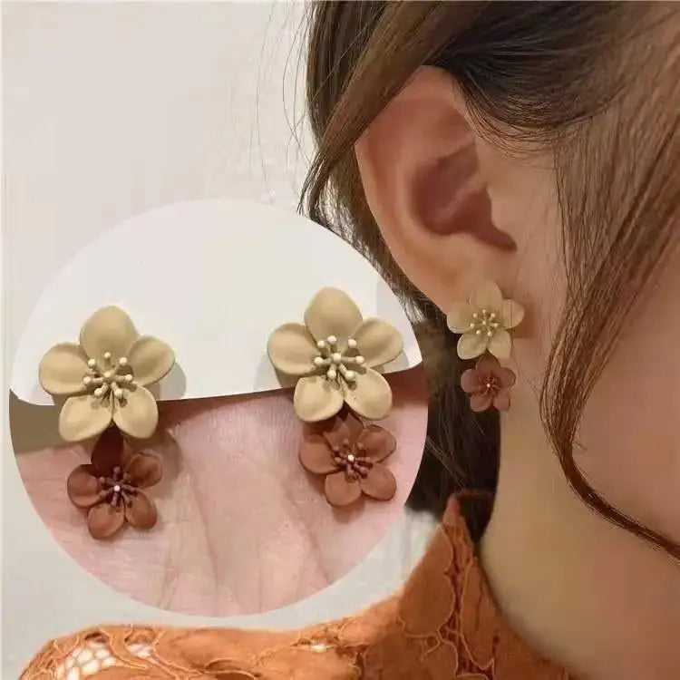 Korean Vintage Pearl Crystal Earrings For Women