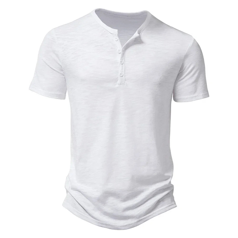 T Shirt Henley Men Casual