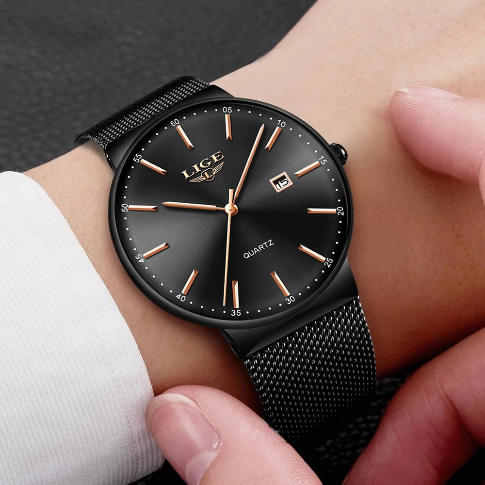 LIGE Mens Watches Fashion Ultra Thin