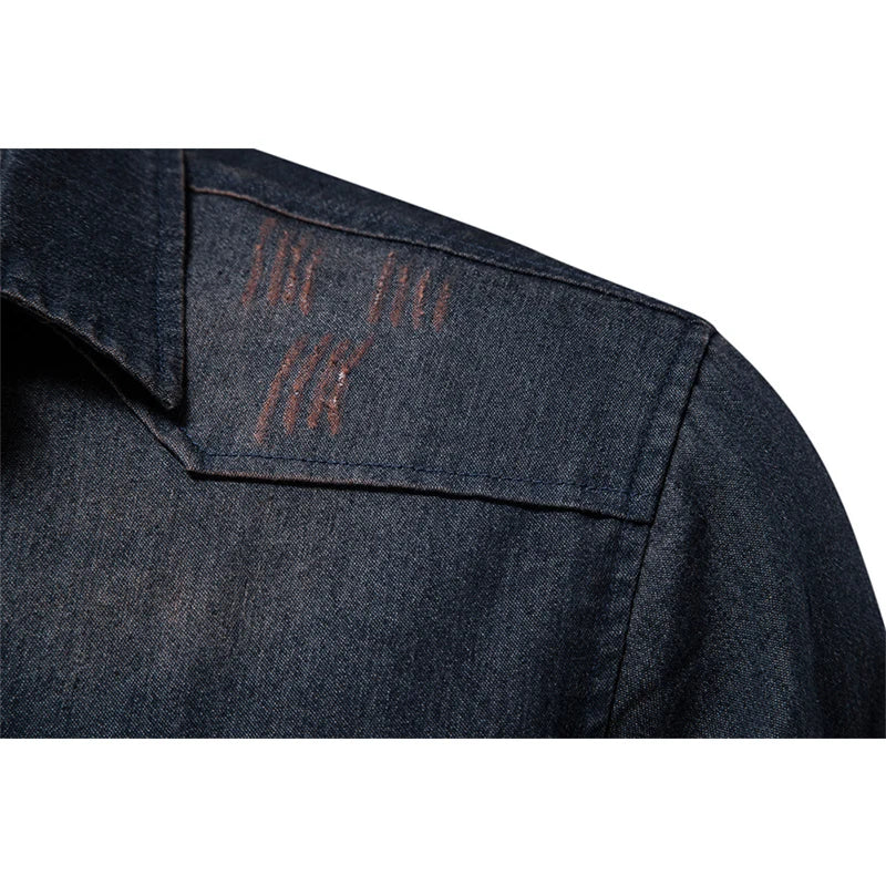Spring Long Sleeve Men's Denim Shirt