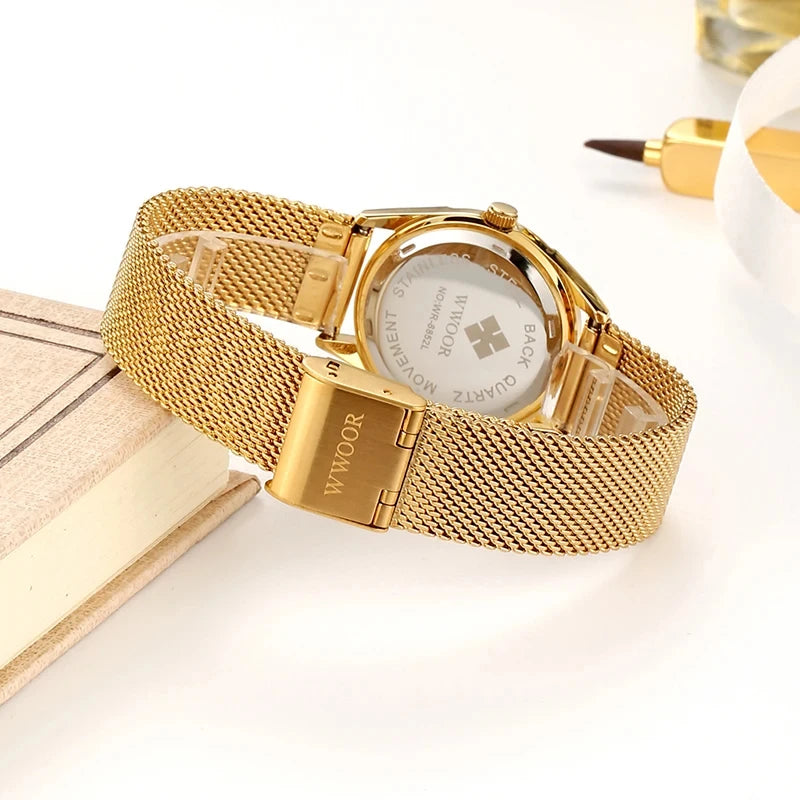 Gold Watch Ladies Elegant Diamond