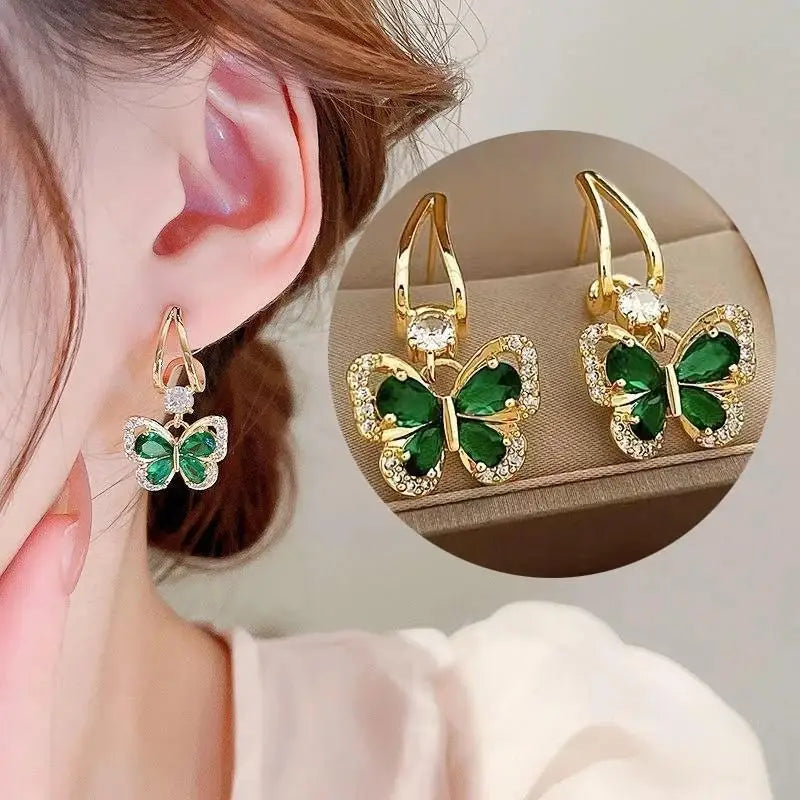Korean Vintage Pearl Crystal Earrings For Women