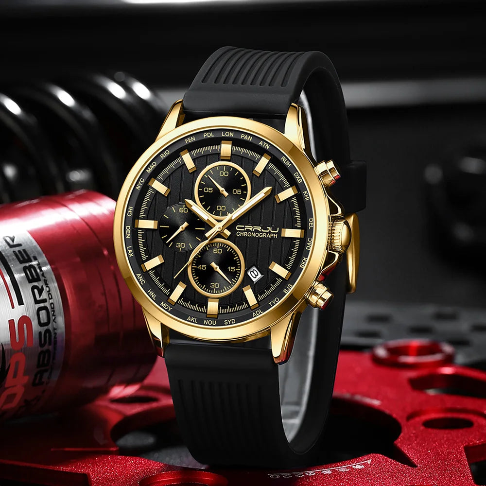 CRRJU Men Watch Silicone Strap