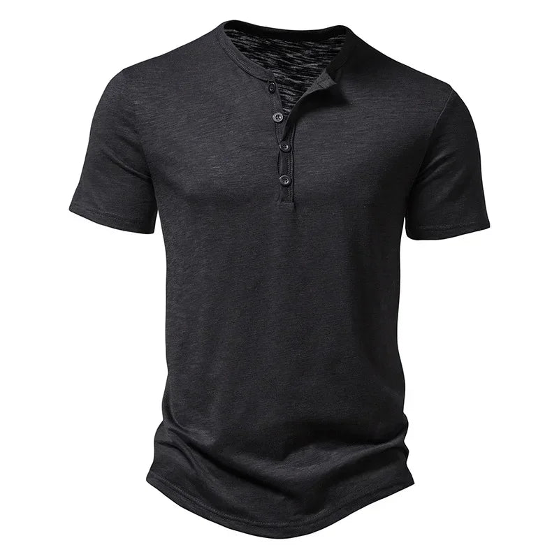 T Shirt Henley Men Casual