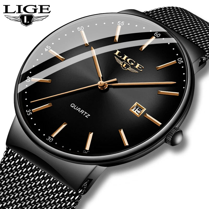 LIGE Mens Watches Fashion Ultra Thin