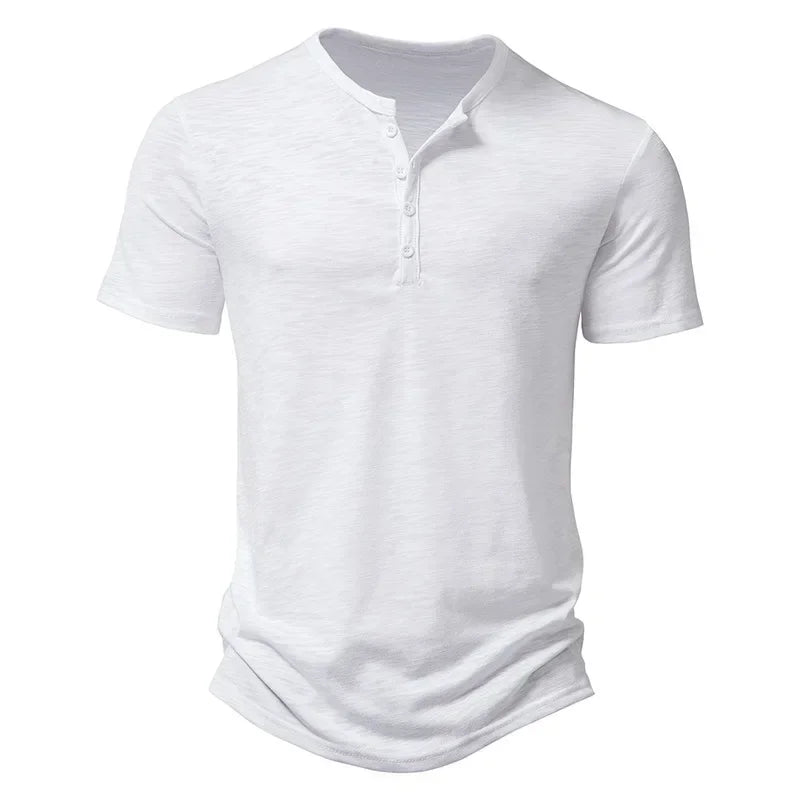 T Shirt Henley Men Casual