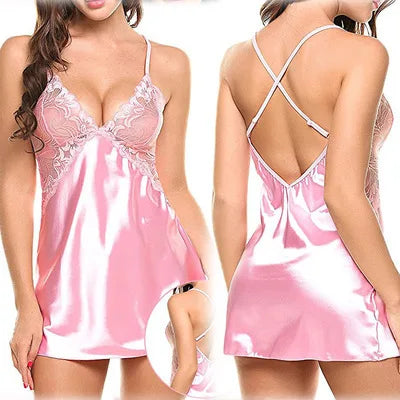 Lingerie Sexy Lace Satin Nightdress