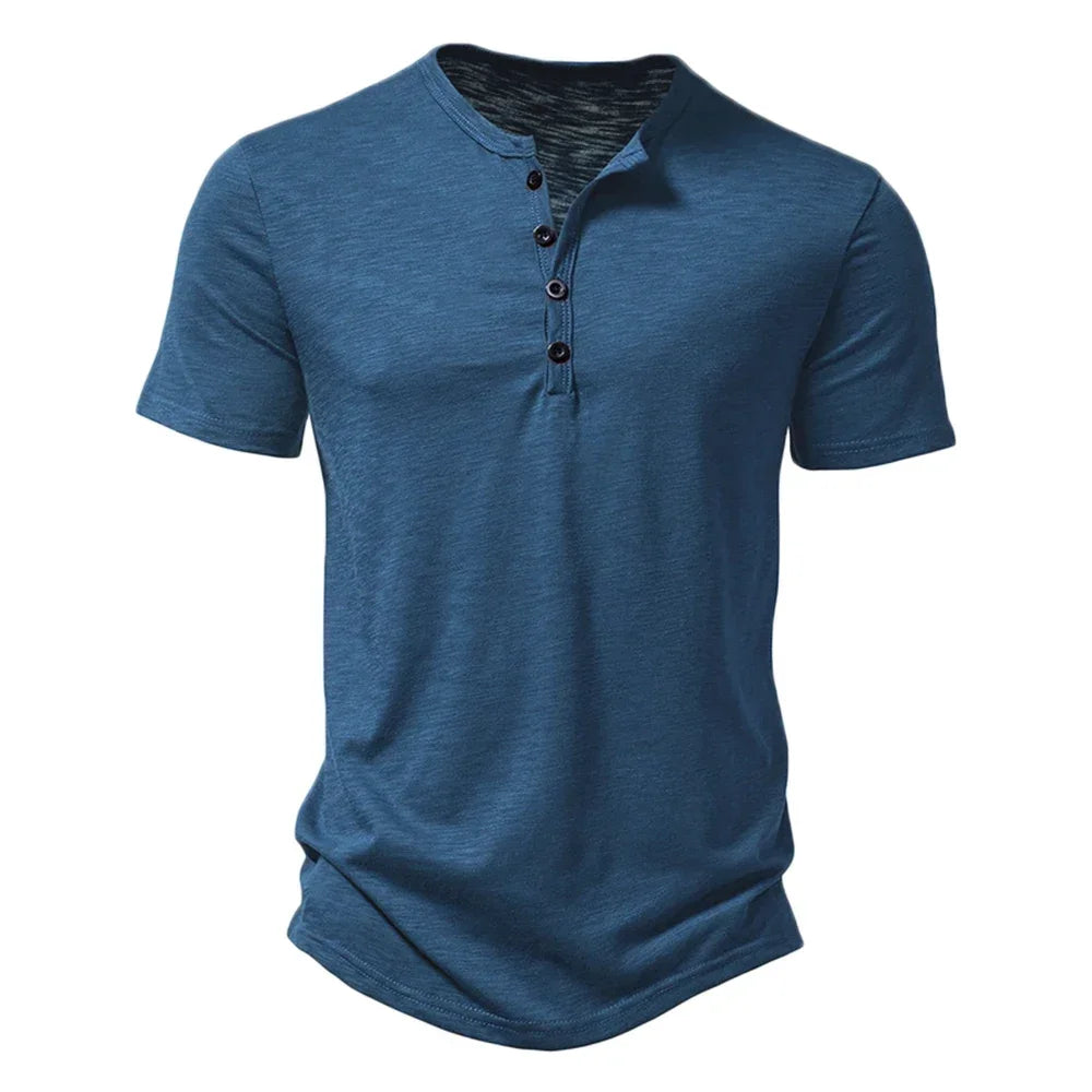 T Shirt Henley Men Casual