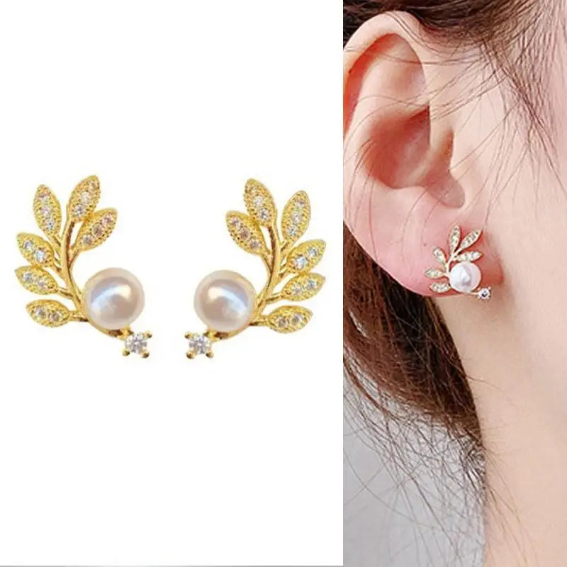 Korean Vintage Pearl Crystal Earrings For Women