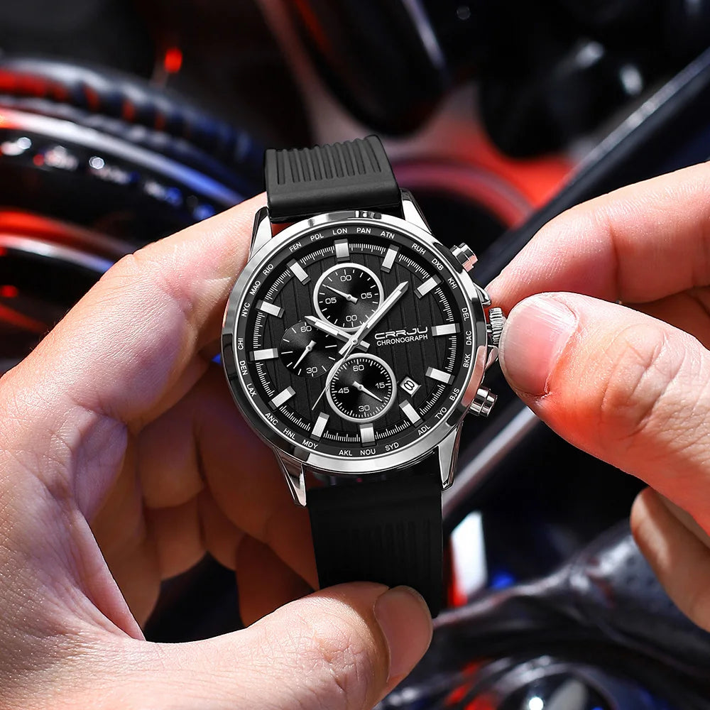 CRRJU Men Watch Silicone Strap