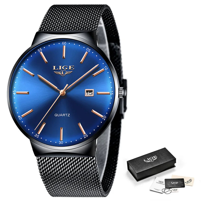 LIGE Mens Watches Fashion Ultra Thin