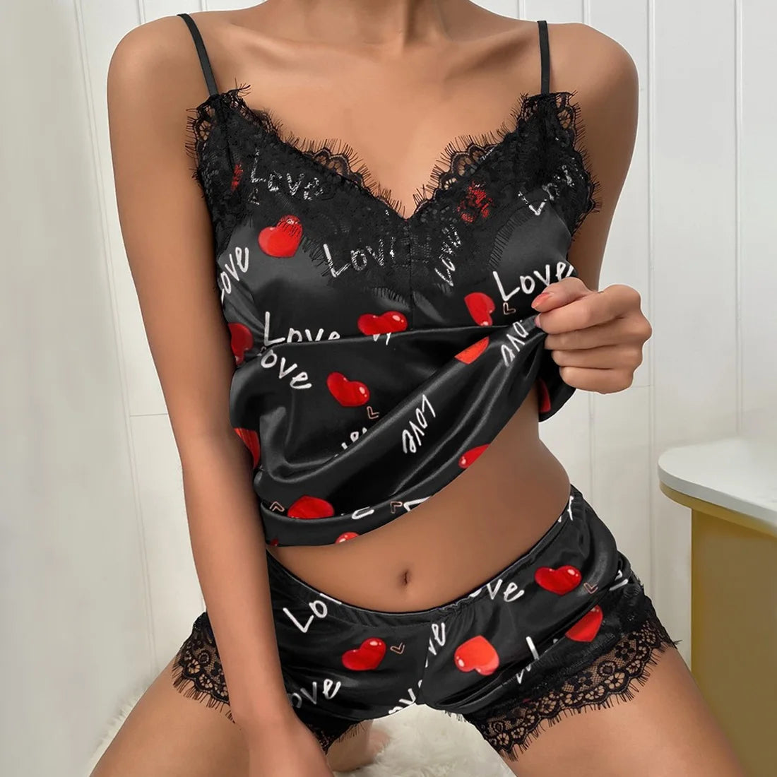 Lingerie Sexy Lace Satin Nightdress