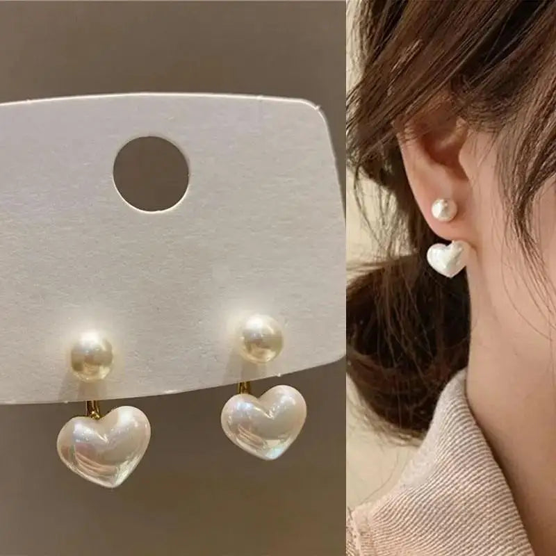 Korean Vintage Pearl Crystal Earrings For Women