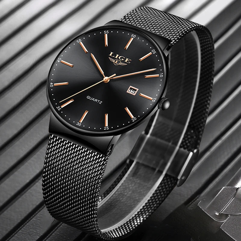 LIGE Mens Watches Fashion Ultra Thin