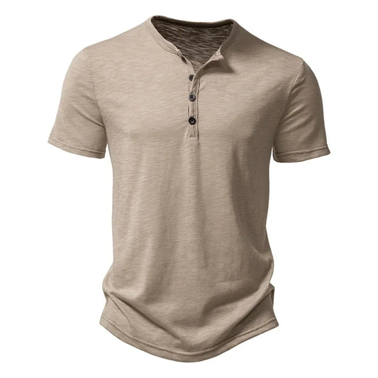 T Shirt Henley Men Casual