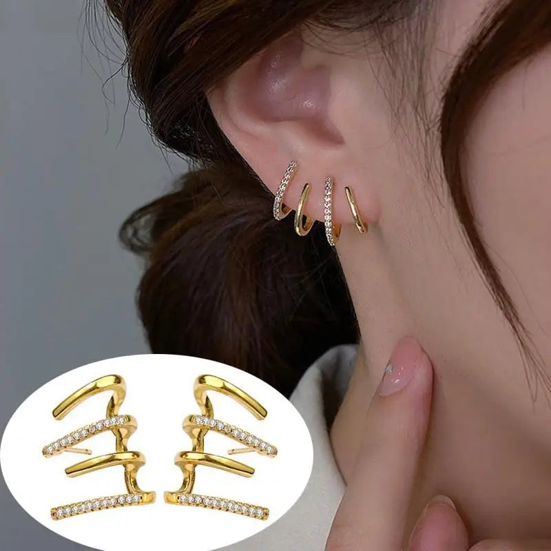 Korean Vintage Pearl Crystal Earrings For Women