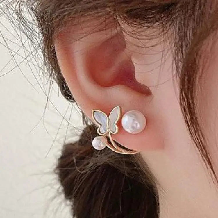 Korean Vintage Pearl Crystal Earrings For Women