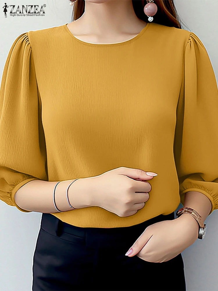 Blouses ZANZEA Elegant Women Puff Sleeve