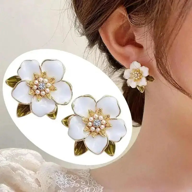 Korean Vintage Pearl Crystal Earrings For Women