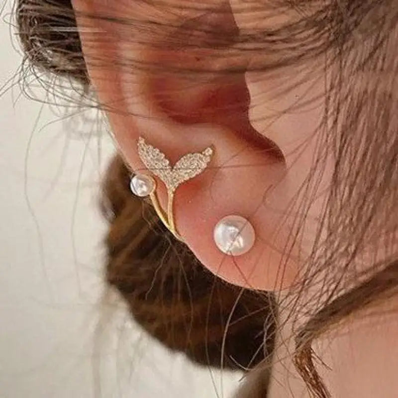 Korean Vintage Pearl Crystal Earrings For Women