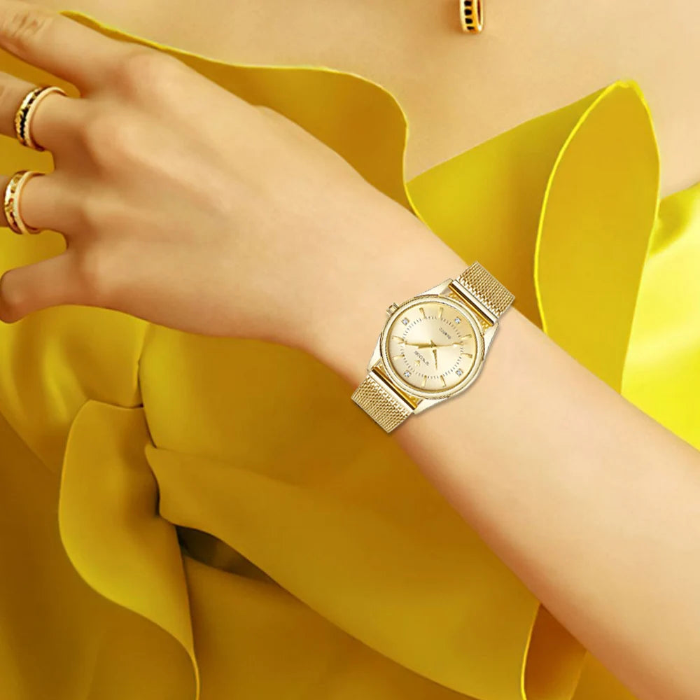 Gold Watch Ladies Elegant Diamond